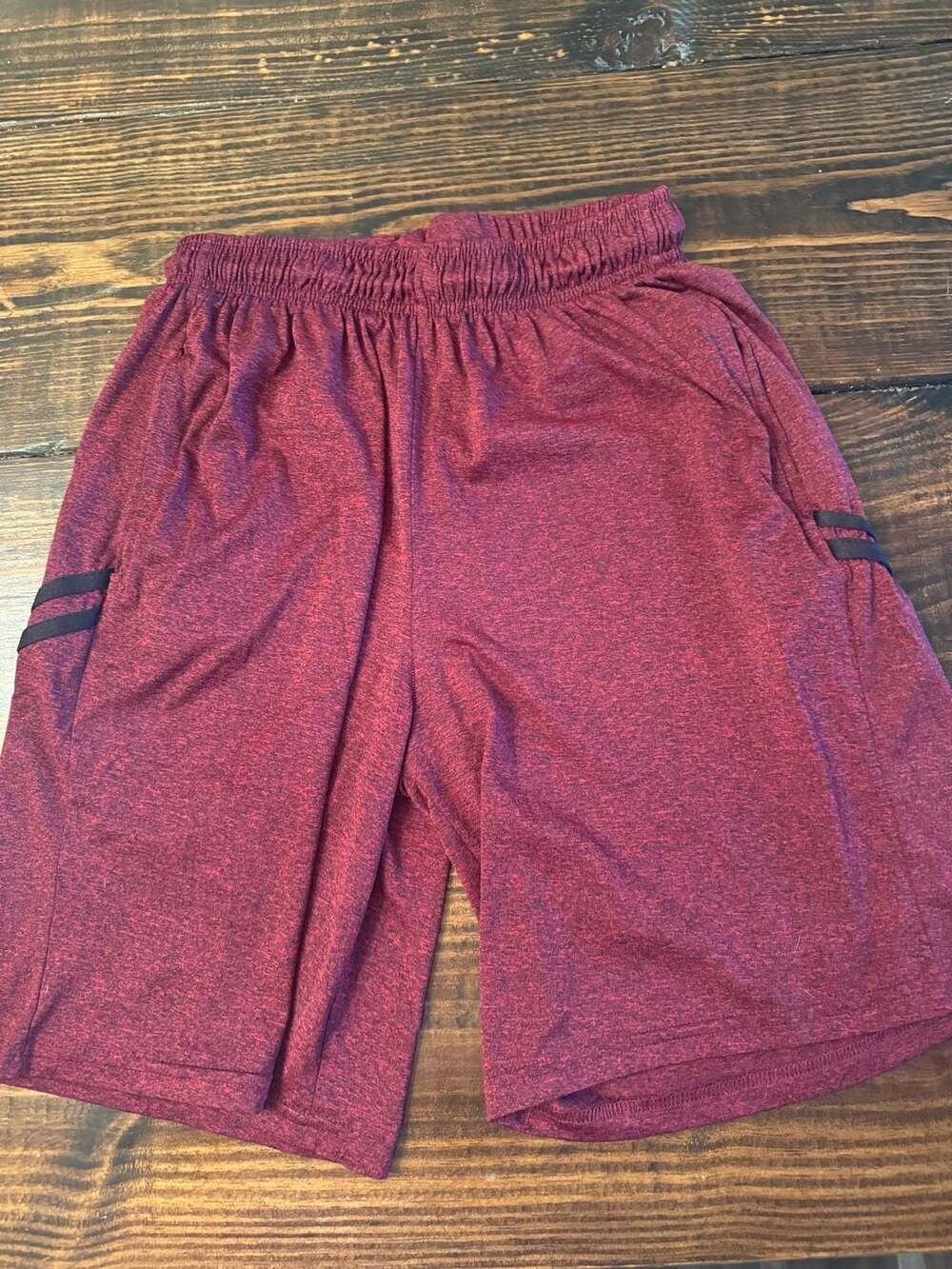 Real Essentials Men's Dry-Fit Athletic Performance Shorts Burgundy Small